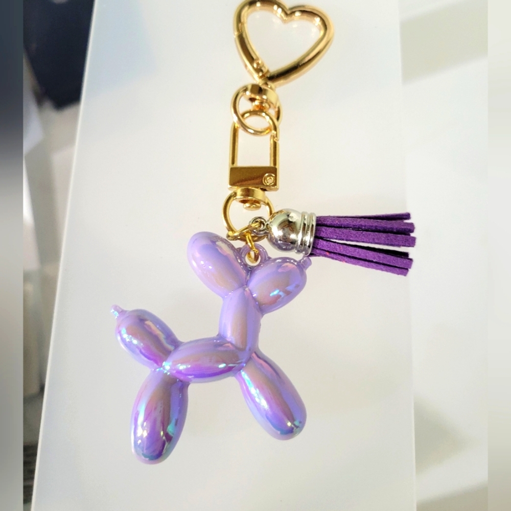 Large Irridescent Purple Lavendar Gold Handmade Keychain Bag Accessory